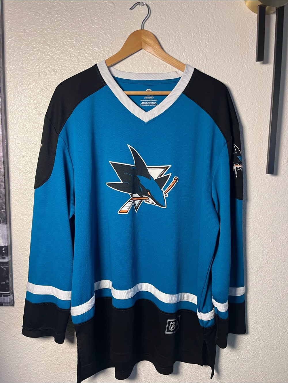 NHL San Jose Sharks Teal Black White Jersey